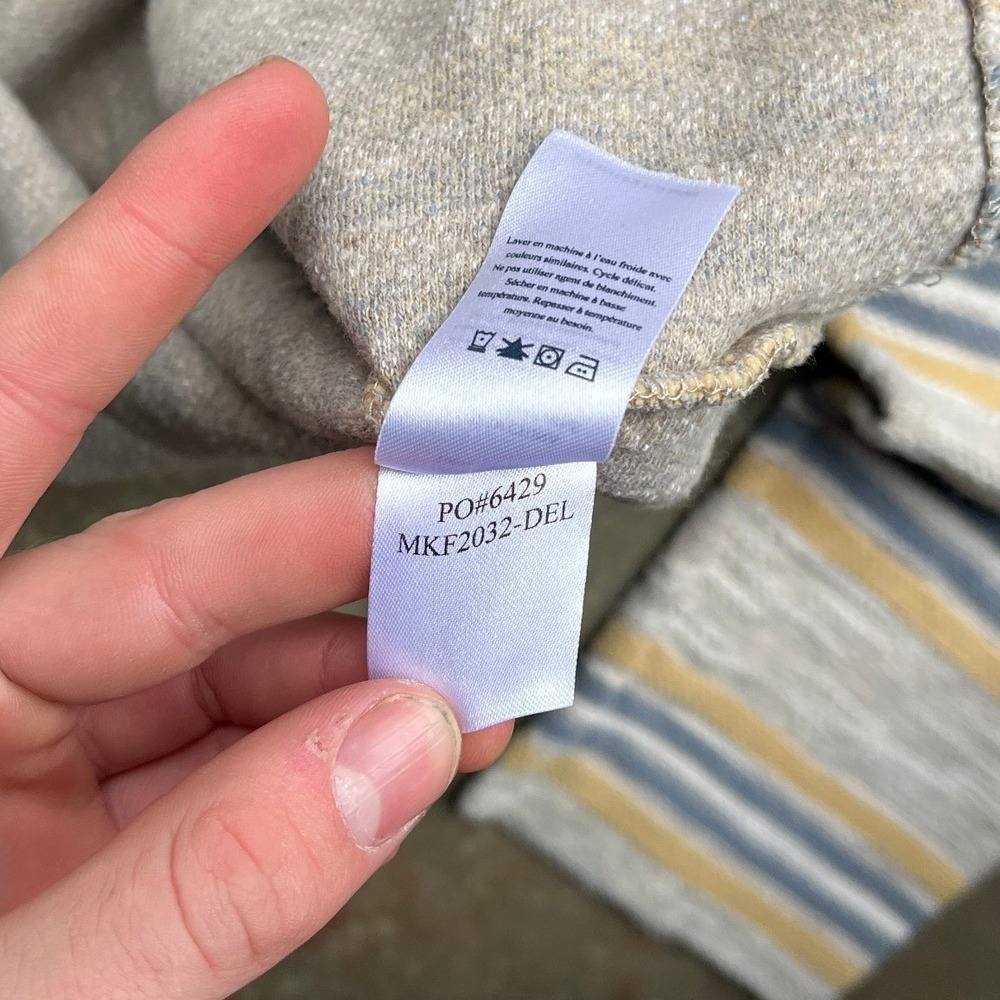 Faherty Mens Striped Baja Hoodie Cotton Knit Pullover Grey Blue MKF2032 XL - Picture 6 of 10